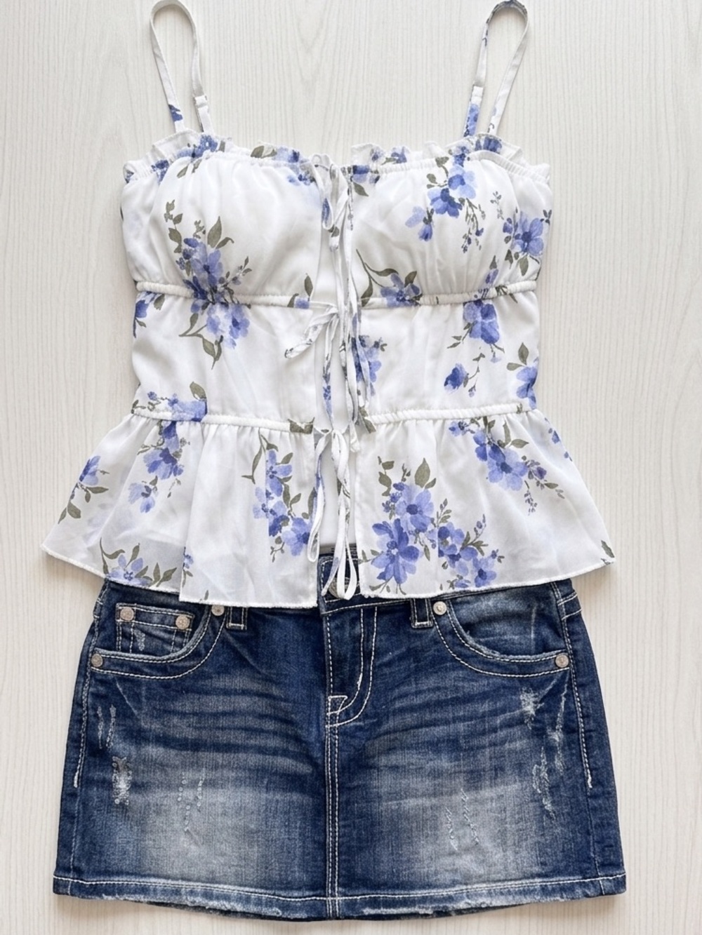 NWT Garage Floral Milkmaid Tie-Front Peplum Cami Top S